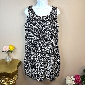 8 Ming By Mango Black And White Abstract Sleeveless Dress Womens M Medium